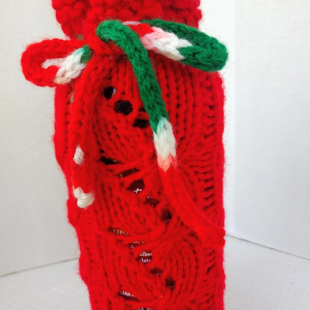 Hand Crafted Bottle Vase Cover Red Holiday Bar Cart Essential Botanical